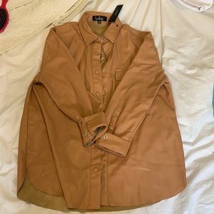 NWT Lulus’s Peach Oversized Faux Leather Shirt